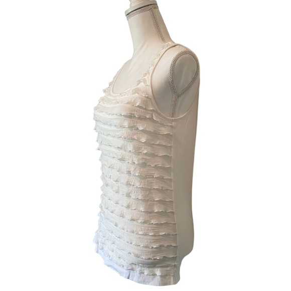 Ann Taylor Loft Off-White Ruffle See Through Tank Top Women’s XS - Picture 3 of 14